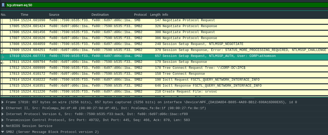 SMB authentication Wireshark