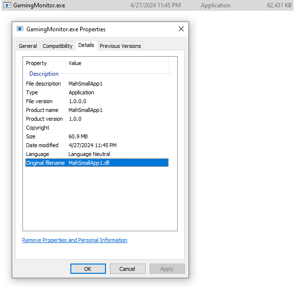 GamingMonitor.exe properties