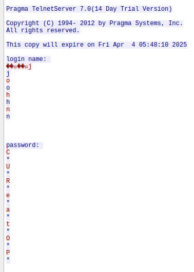 Telnet credentials